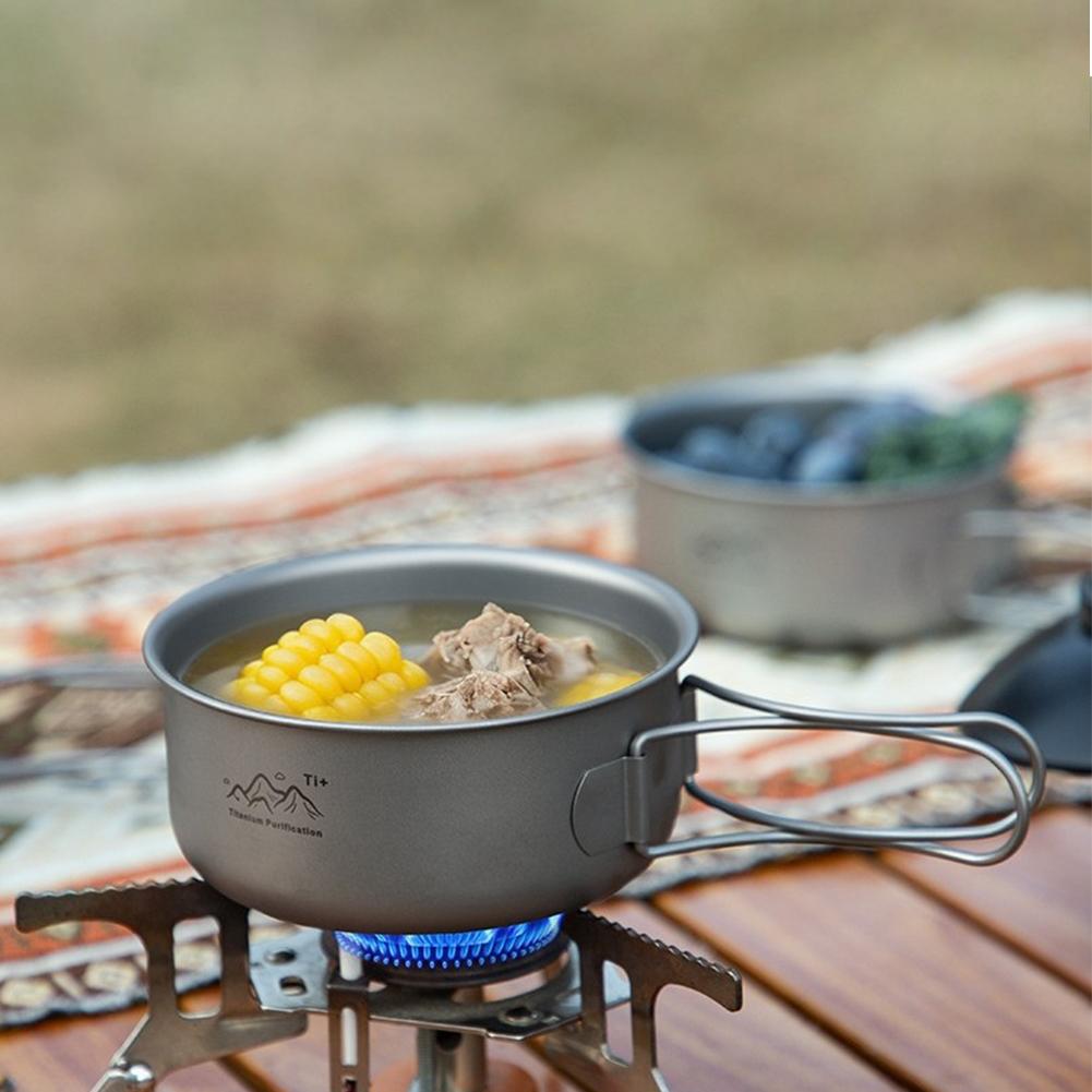 Camping Cooking One Pot - Panci Masak Titanium Piknik Luar Ruangan,