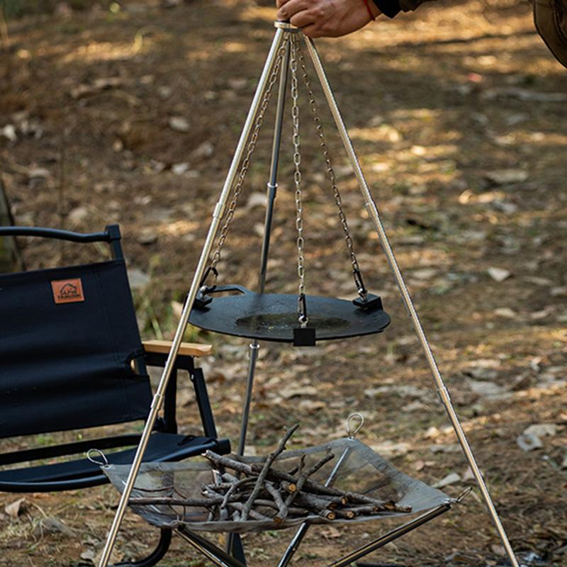 Camping Cooking One Pot - Tripod Bonfire Kemah aluminium, pendukung Segitiga