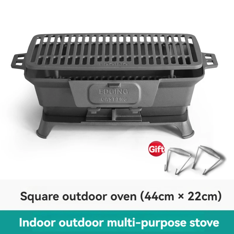 Camping Cooking Cast Iron - Kompor arang barbekyu tanpa lapisan, oven